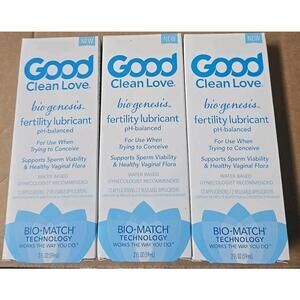 3 Pack Good Clean Love BioGenesis Fertility Lubricant PH Balanced 2oz New